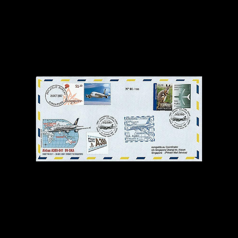 A380-52T1 - 2007 : A380 1er vol commercial Sydney-Singapore (Aus)