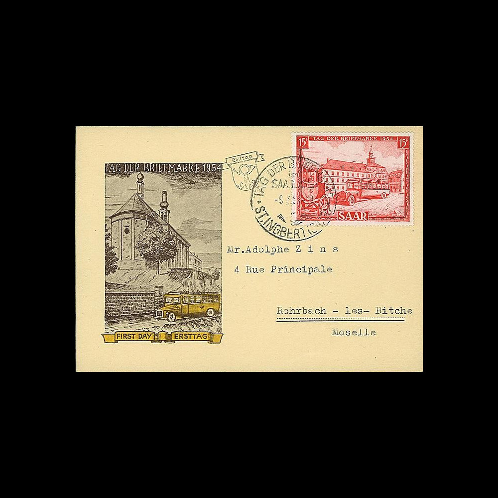 JT54ST2 : 1954 - Carte Maximum Journée du Timbre