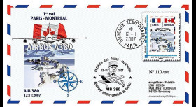A380-53 : 2007 - FDC France '1er vol de présentation Paris - Montreal'