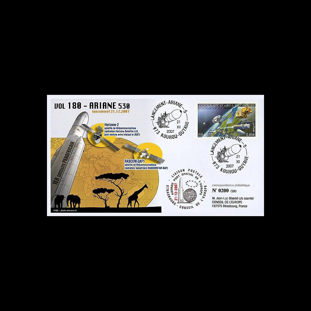V180L-T2 - France 2007 : FDC Kourou Vol 180 Ariane 530