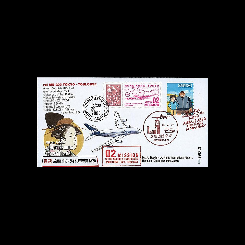 A380-31T5 : 2006 - Pli spécial 'A380 Mission 02 : Tokyo - Toulouse'