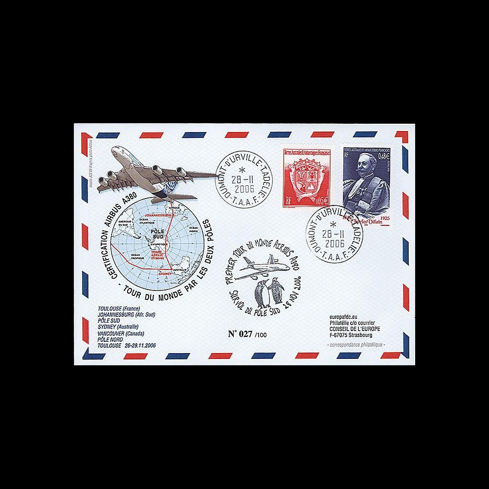 A380-36T5 : 2006 - Pli TAAF 'A380 Tour du Monde par les 2 pôles'