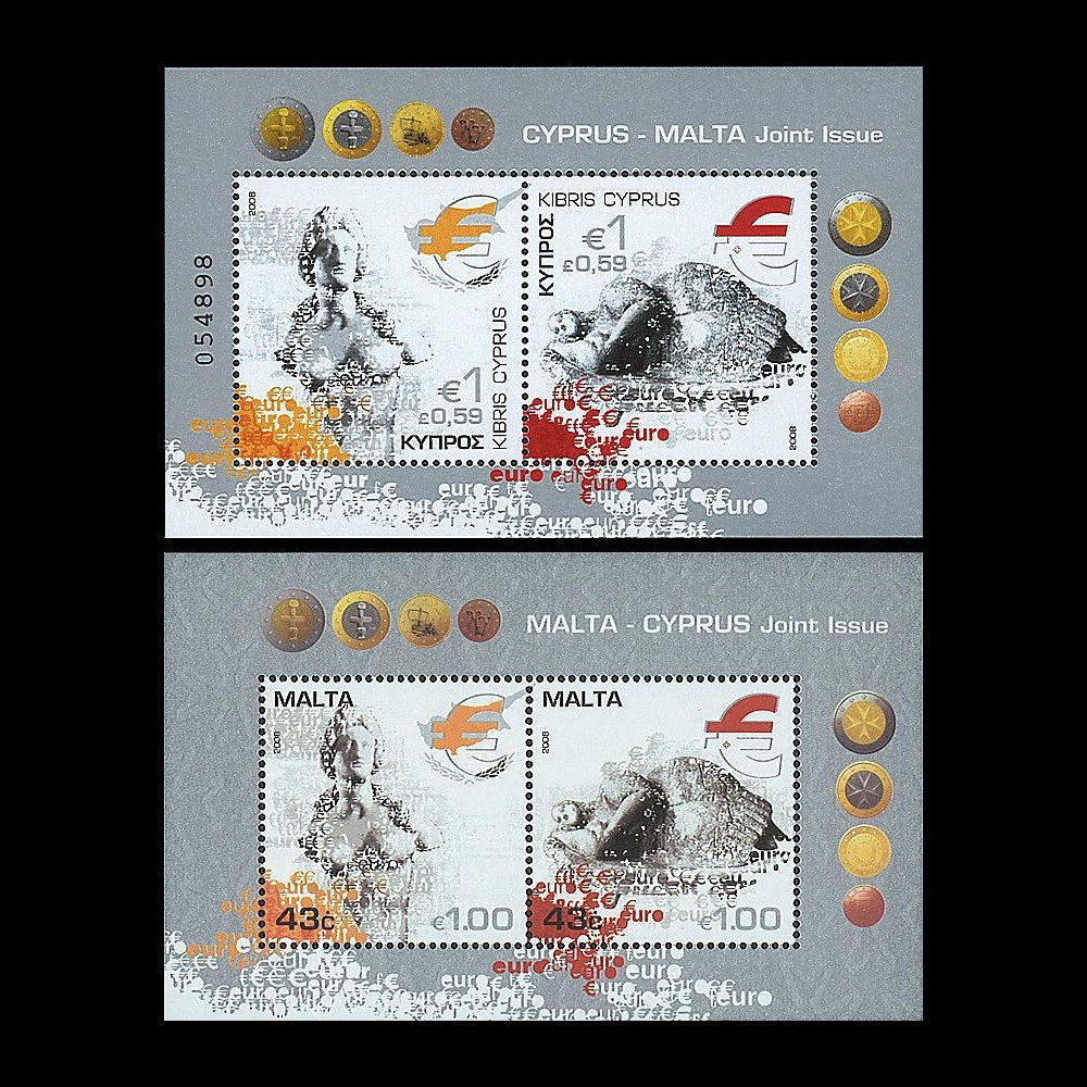 PE551N - 2008 : 2 bloc Chypre et Malte - 1ers timbres en Euros