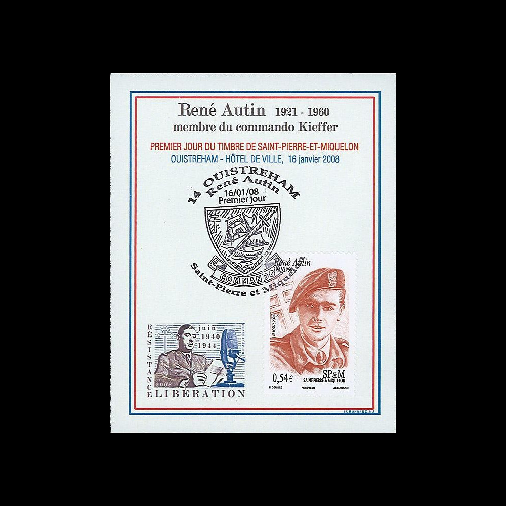 SPM08-2B : 2008 -  Bloc porte-timbre 'de Gaulle - René Autin'