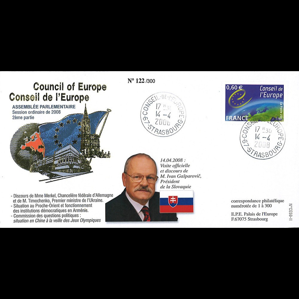 CE59-II FDC Conseil de l'Europe "Visite Ivan GASPAROVIC