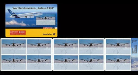 A380-64C : 2008 - Carnet TP de bienfaisance à surtaxe 'A380' adhésif (All)
