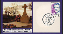 DG90-CP2 : 1990 - Carte Colombey 'XXe anniversaire mort du gal de Gaulle'