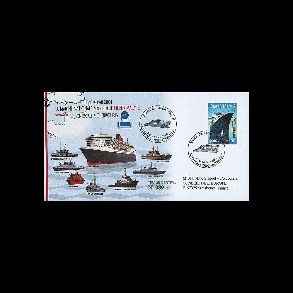 QM2-6 : 2004 - La Marine Nationale accueille le Queen Mary 2 à Cherbourg