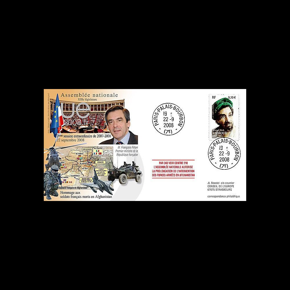 AN 08-AF T1 : 2008 - FDC 'Prolongation des forces armées en Afghanistan'