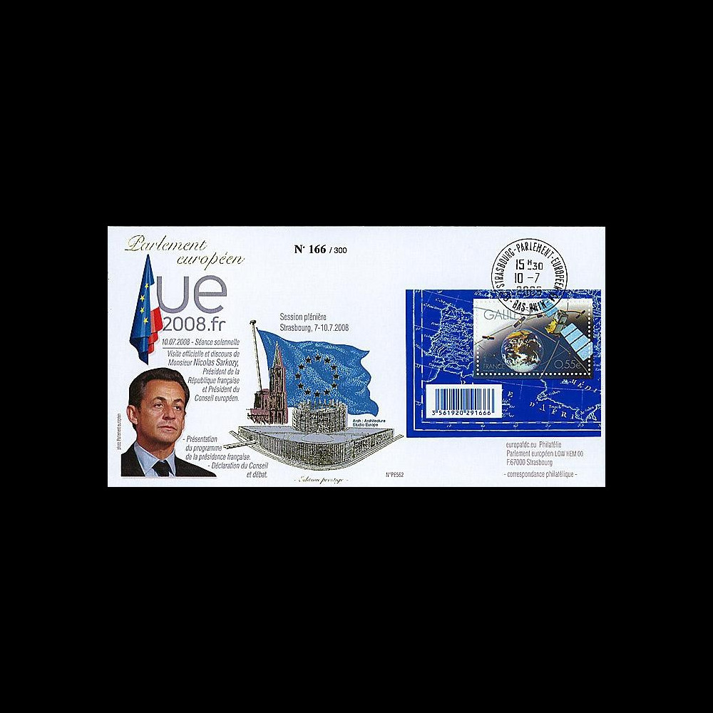 PE562 T2 : 2008 - FDC Présidence française UE + M. Sarkozy - TP Galileo