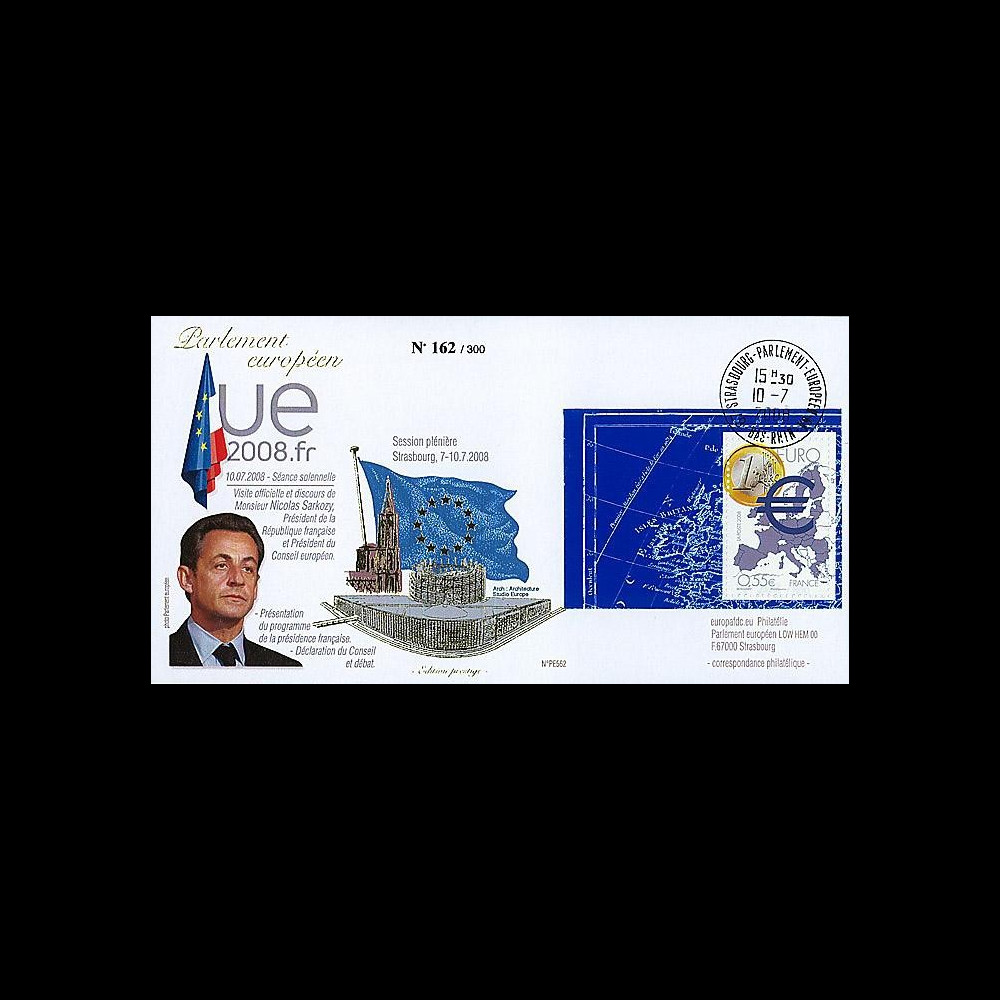 PE562 T4 : 2008 - FDC Présidence française UE + M. Sarkozy - TP Euro