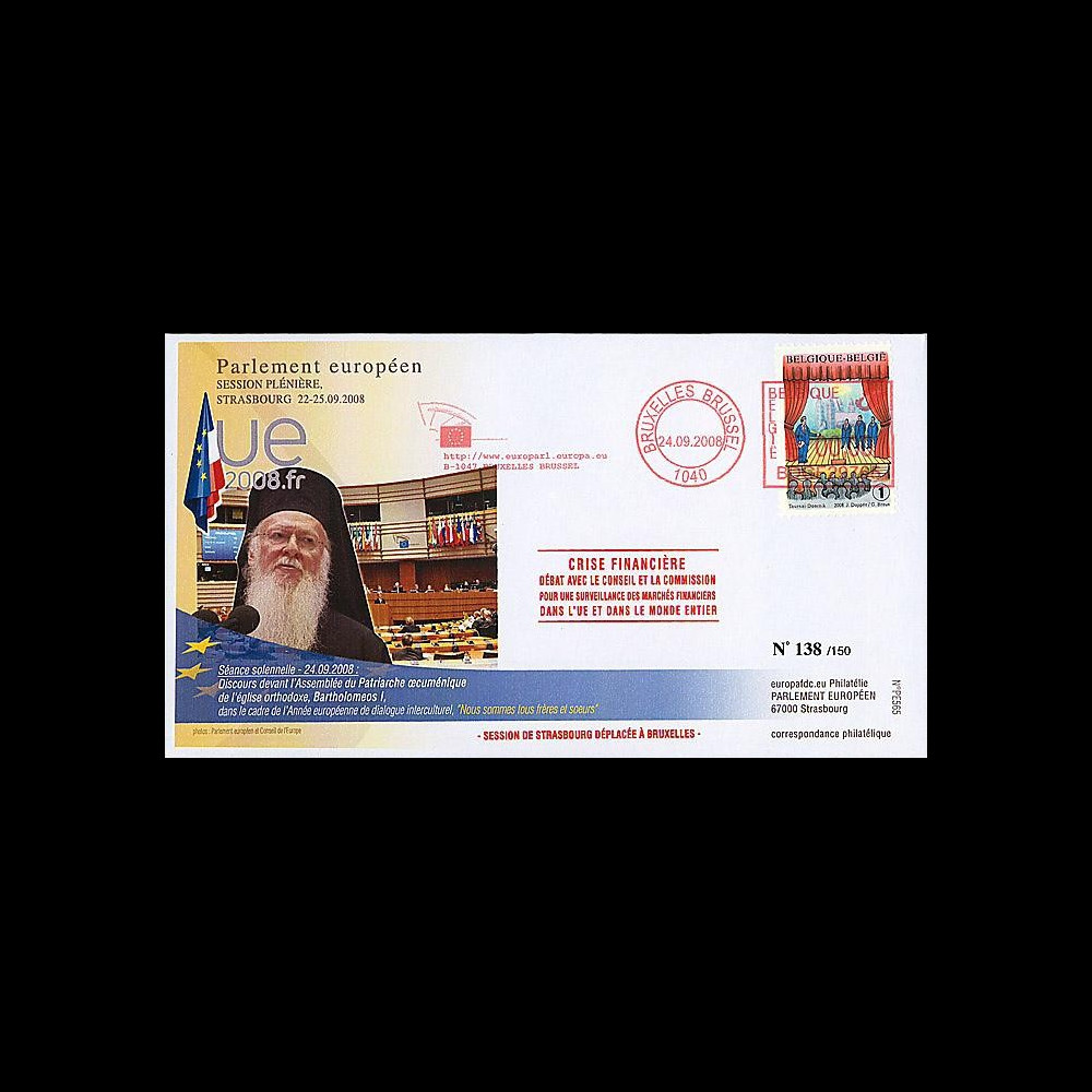 PE565 : 2008 - FDC Discours Patriarche Bartholomeos I - Crise financière