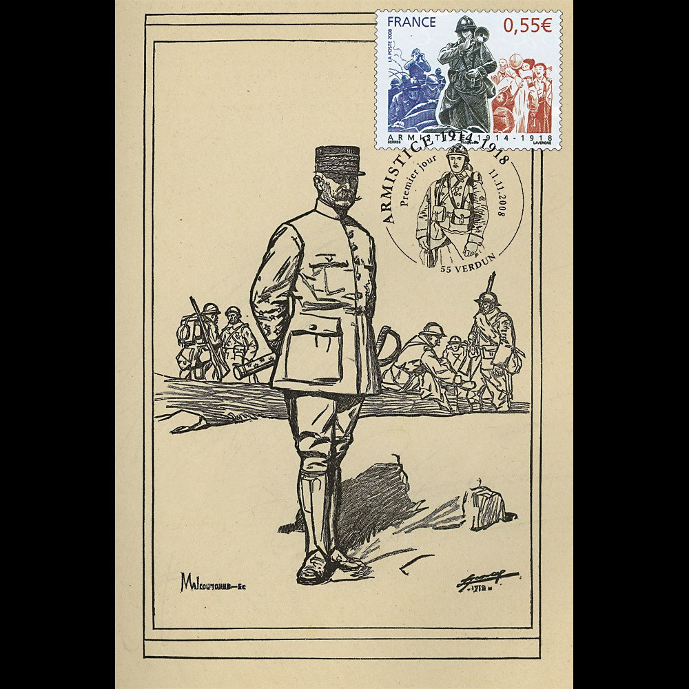 W1 08-4CP : 2008 - Carte Maxi 'Armistice - Maréchal Pétain' W1 08-4CP : 2008 - Carte Maxi 'Armistice - Maréchal Pétain'