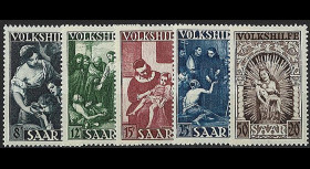 SAR 263-67 : 1949 - Série de 5 valeurs 'Oeuvres populaires' - Sarre
