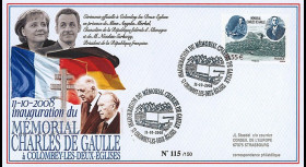 DG08-6 : 2008 - FDC "Inauguration Mémorial DE GAULLE / M. SARKOZY & Mme MERKEL"