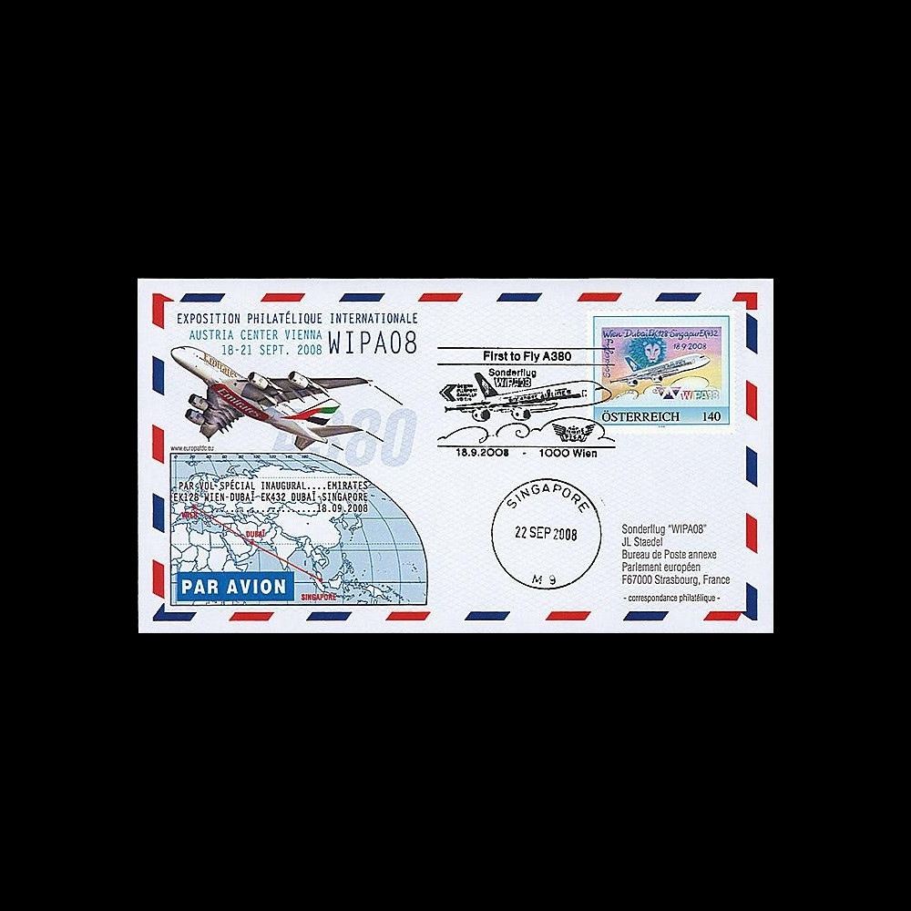 A380-69 : 2008 - FDC A380 'Exposition philatélique WIPA08 Wien'