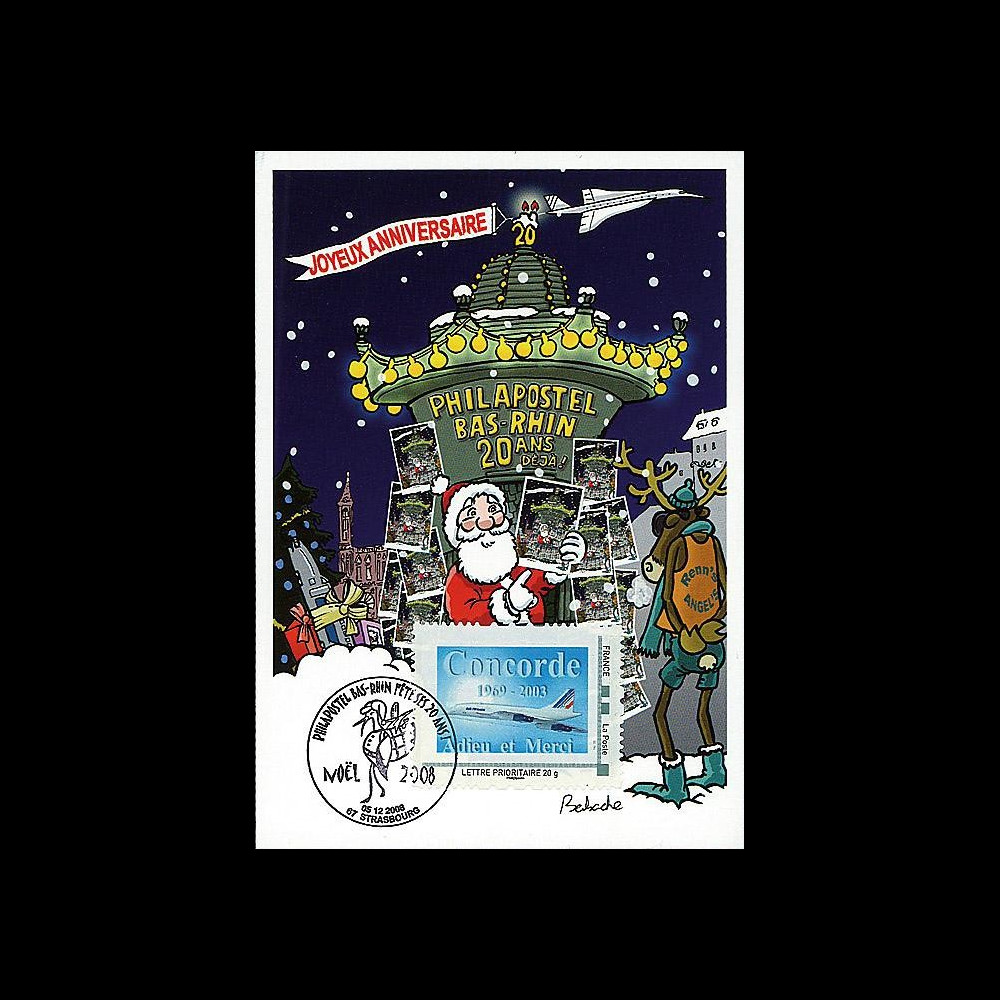 CO-RET37 : 2008 - Carte Concorde '20 ans Philapostel Bas-Rhin'