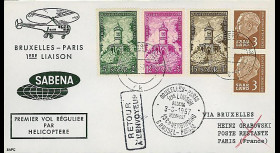 SAB57-H2 T2 : 1957 - Pli '1er vol par hélicoptère SABENA Bruxelles-Paris'