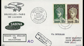 SAB57-H2 T3 : 1957 - Pli '1er vol par hélicoptère SABENA Bruxelles-Paris'