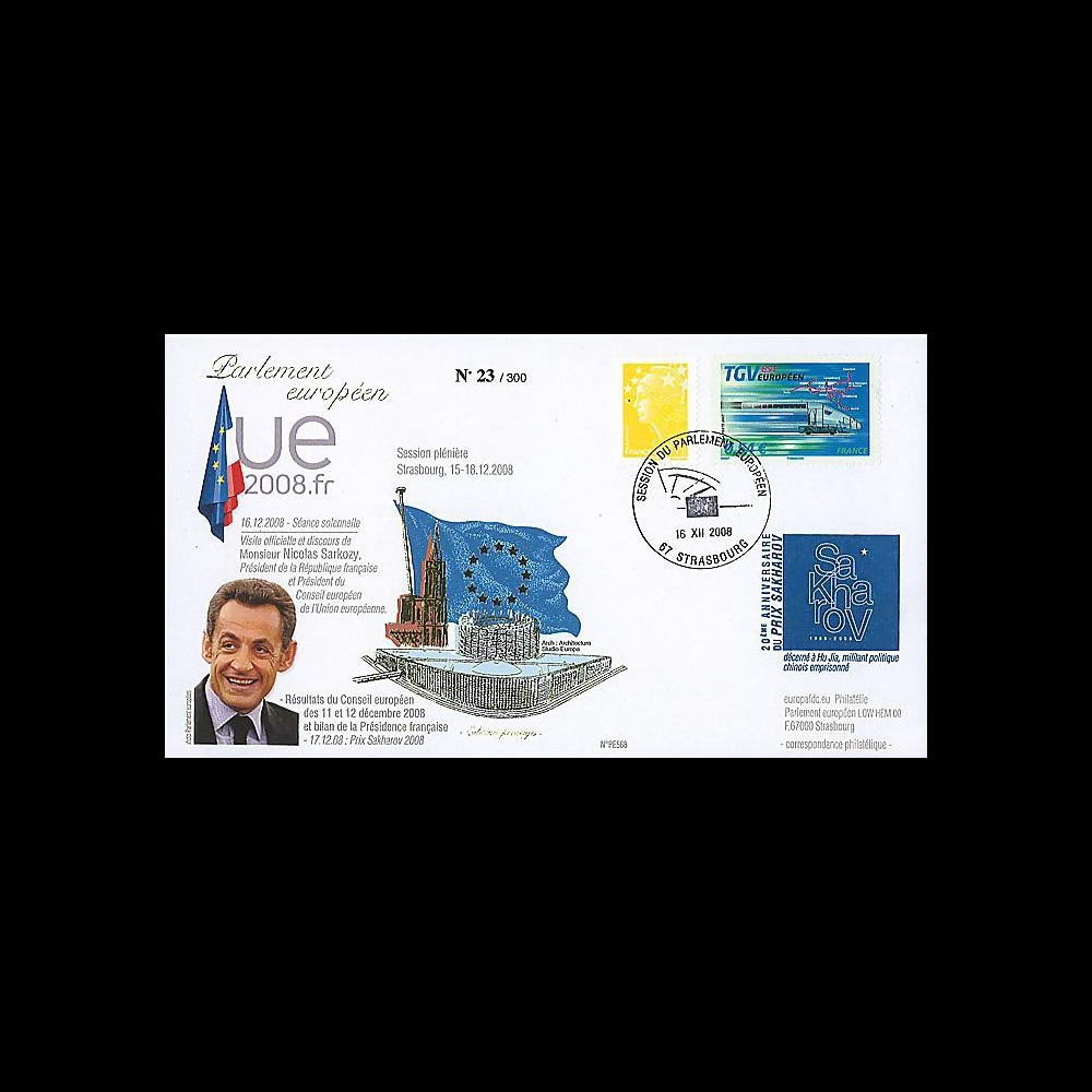 PE568 T1 : 2008 - FDC PE 'Bilan Présidence française de l'UE - M. Sarkozy' PE568 T1 : 2008 - FDC PE 'Bilan Présidence française de l'UE - M. Sarkozy'