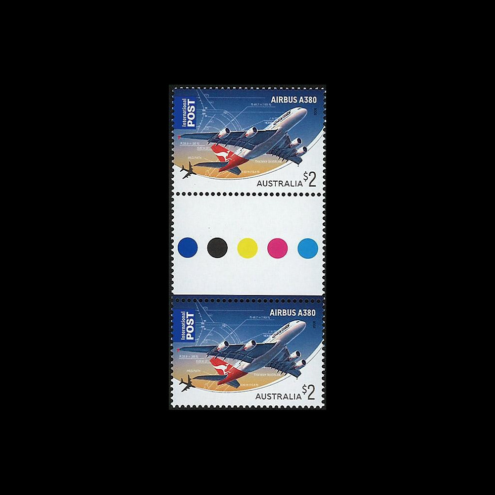 A380-73B2 : 2008 - Bande de 2 TP gommés 'A380 Qantas