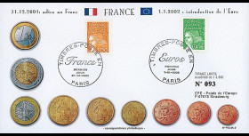 PE445-2 : 2002 - FDC 1er Jour TP 'Introduction de l'Euro' - France