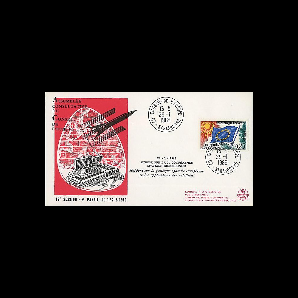 CE19-IIIA : 1968 - FDC 'Exposé sur 2e Conférence Spatiale Eur.'