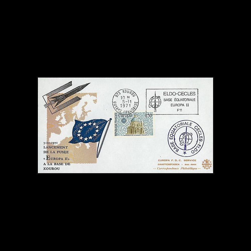 ELDO 8 : 1971 - FDC '1er lancement fusée EUROPA II'