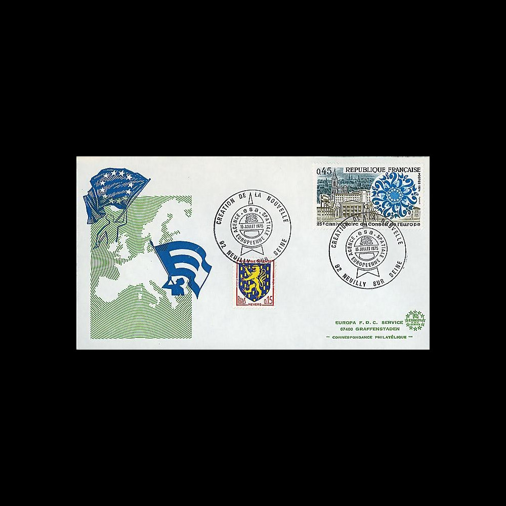 ASE 1 : 1975 - FDC 'Création nouvelle Agence Spatiale Européenne'