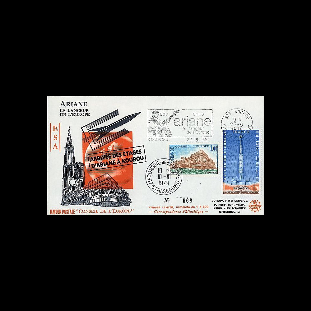 AR 2L : 1979 - FDC 'Arrivée des étages d'Ariane à Kourou'