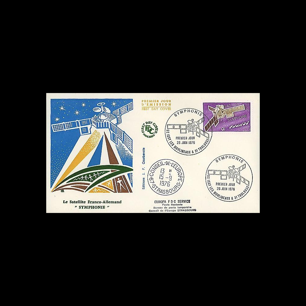 SYMPH76 : 1976 - FDC 1er Jour TP 'Symphonie - satellite franco-alld'