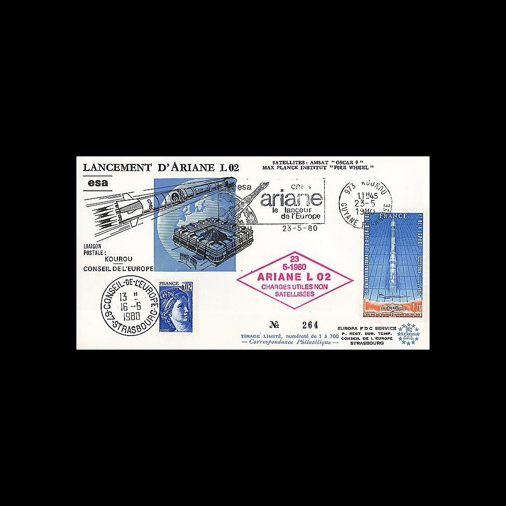 AR 7L : 1980 - FDC 'Echec du 2e lancement d'Ariane L02'