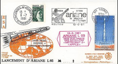 AR 9L : 1981 - FDC '3e lancement d'Ariane L03 réussi'