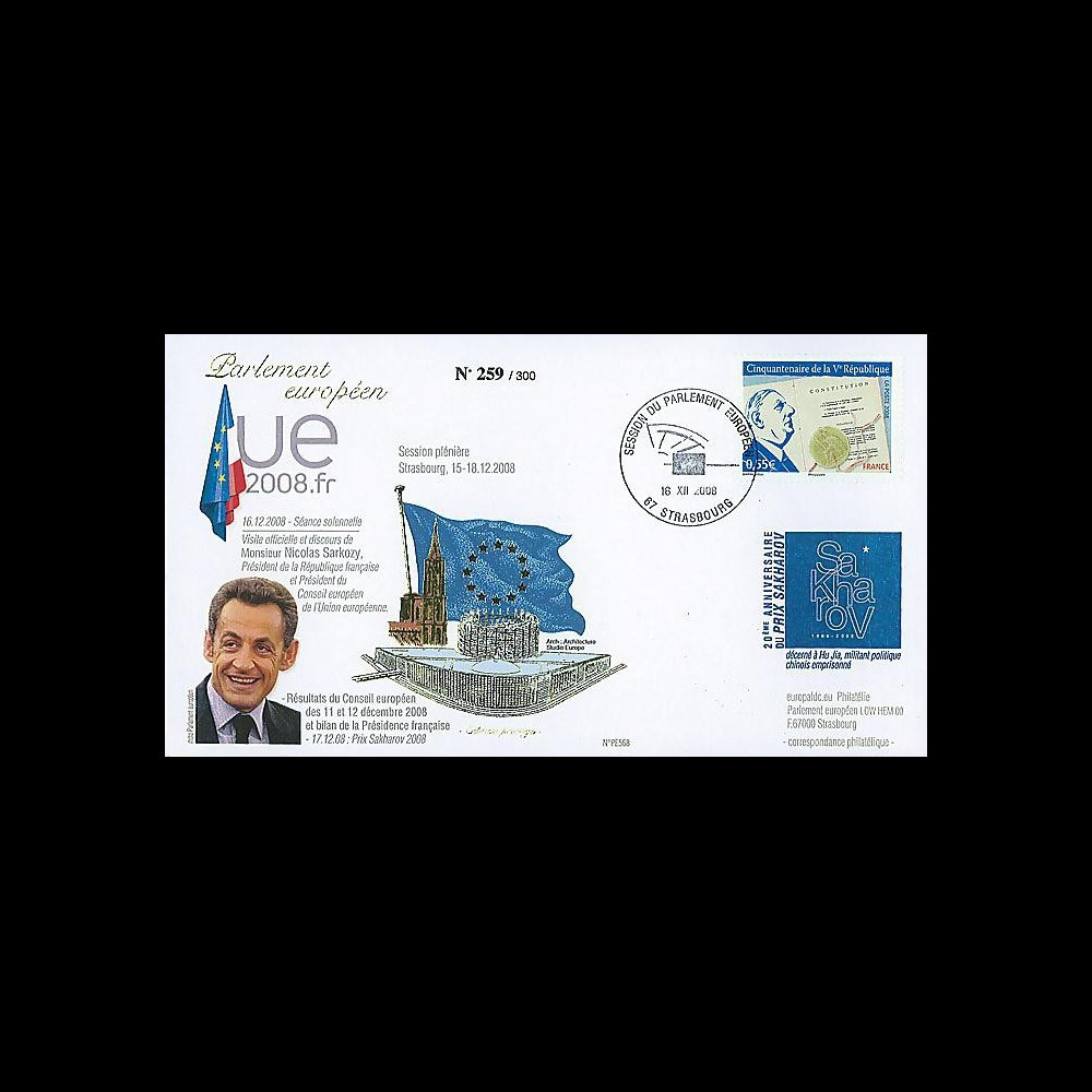 PE568 T2 : 2008 - FDC PE 'Bilan Présidence française UE - M. Sarkozy'
