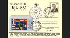 1 PE366 : 1998 - Entier postal belge 'Naissance EURO et 1pays aptes' / cachets A+B