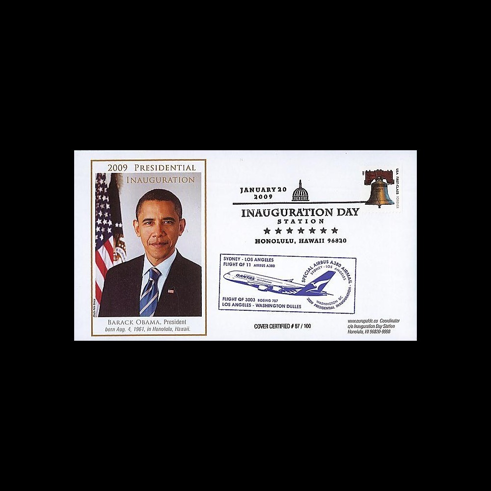 A380-77T2 : 2009 - FDC USA 'Investiture de Obama' - Hawaii