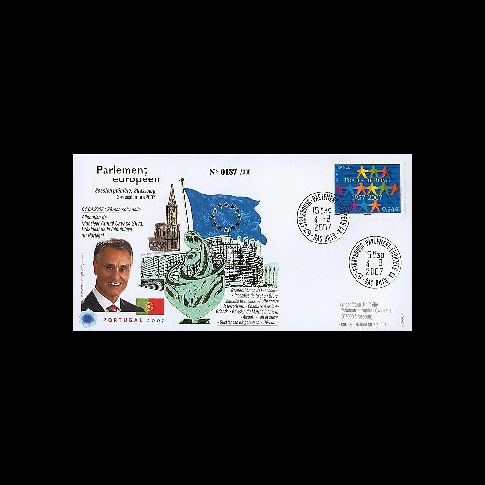 PE542 : 2007 - FDC Parlement européen 'Discours Pdt portugais M. Silva'