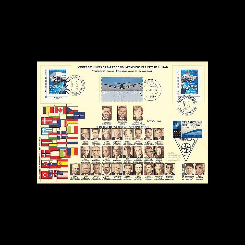 OTAN 09-8 : 2009 - Maxi FDC 'Sommet OTAN - chefs d'Etat' - Monde OTAN 09-8 : 2009 - Maxi FDC 'Sommet OTAN - chefs d'Etat' - Monde