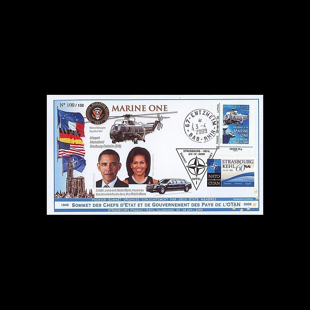 OTAN 09-6 : 2009 - Pli 'Sommet OTAN - Michelle & Barack Obama' Entzheim