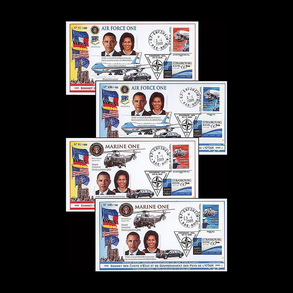 OTAN 09-3-6 : 2009 - 4 plis 'Sommet OTAN - Michelle & Barack Obama' Entzheim