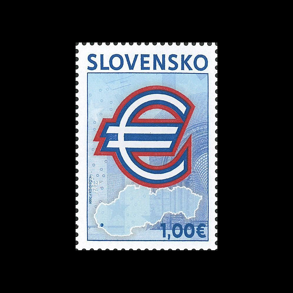 PE571N : 2009 - Timbre-poste Slovaquie 'Introduction de l'Euro'