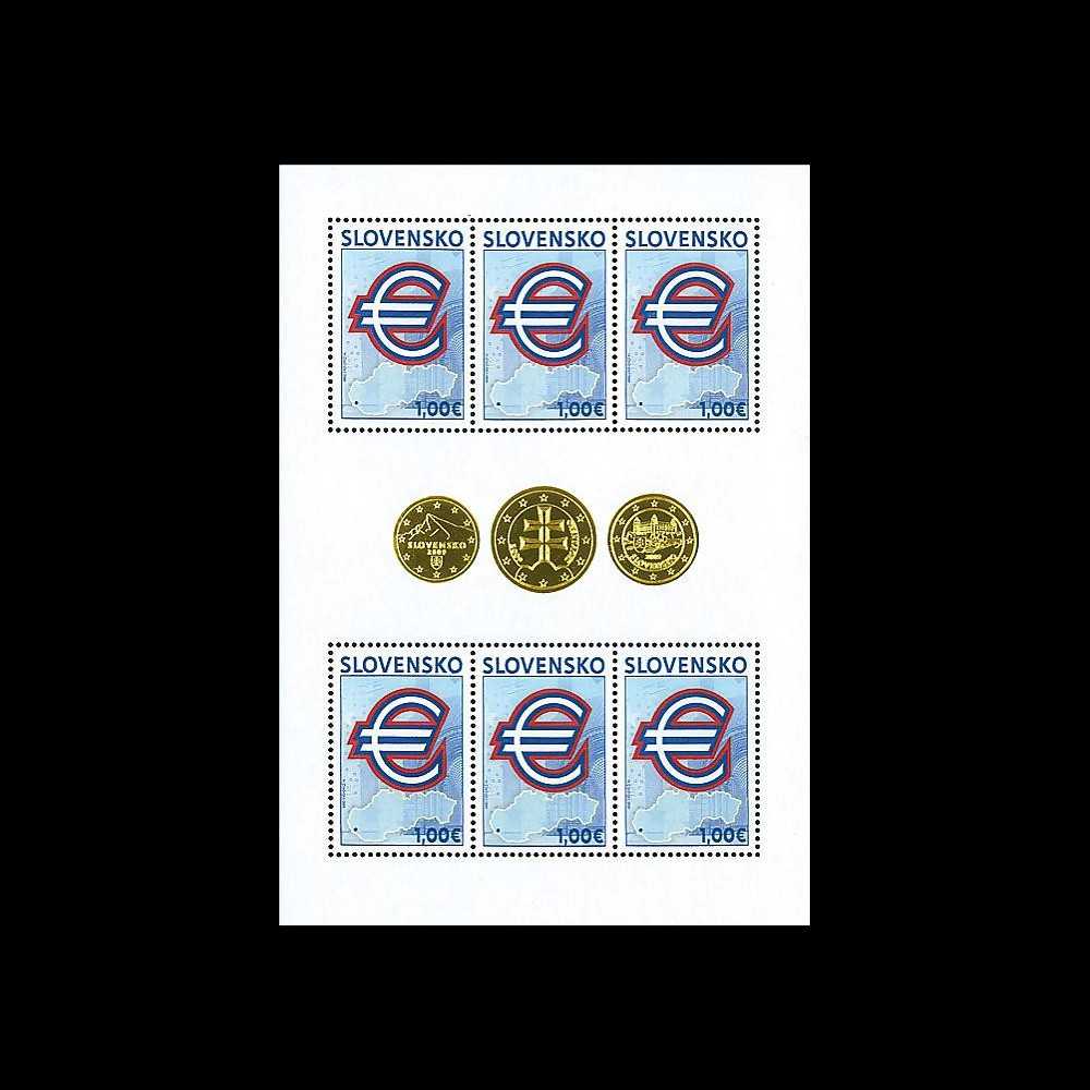 PE571F : 2009 - Feuillet Slovaquie 'Introduction de l'Euro'
