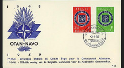 OTAN9 : 1959 - FDC 1er Jour Belgique '10 ans OTAN 1949-1959'
