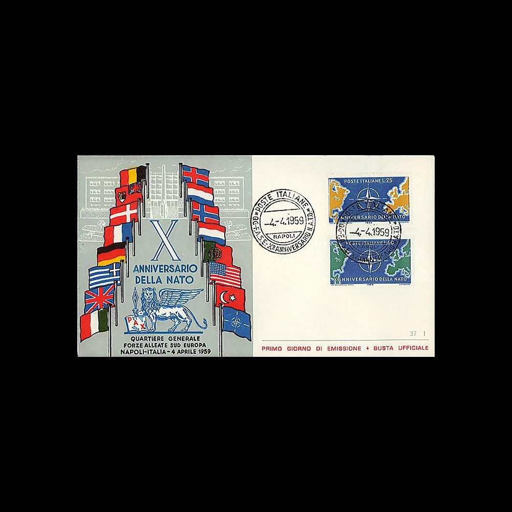 OTAN12 : 1959 - FDC 1er Jour Italie '10 ans OTAN 1949-1959'