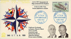 OTAN14-2 : 1959 - FDC 1er Jour France '10 ans OTAN - de Gaulle / Eisenhower'
