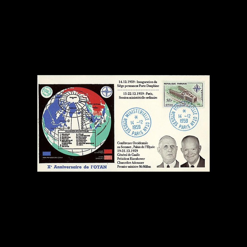 OTAN14-4 : 1959 - FDC France '10 ans OTAN - de Gaulle / Eisenhower'