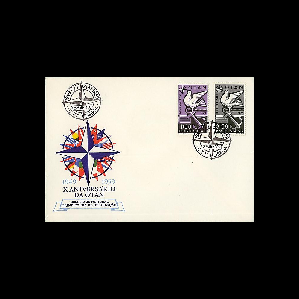 OTAN15 : 1959 - FDC 1er Jour Portugal '10 ans OTAN 1949-1959'