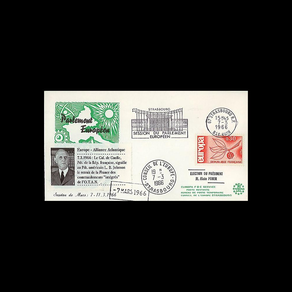 AP55-T1 : 1966 - FDC PE 'la France se retire de l'OTAN & élection Pdt Poher'