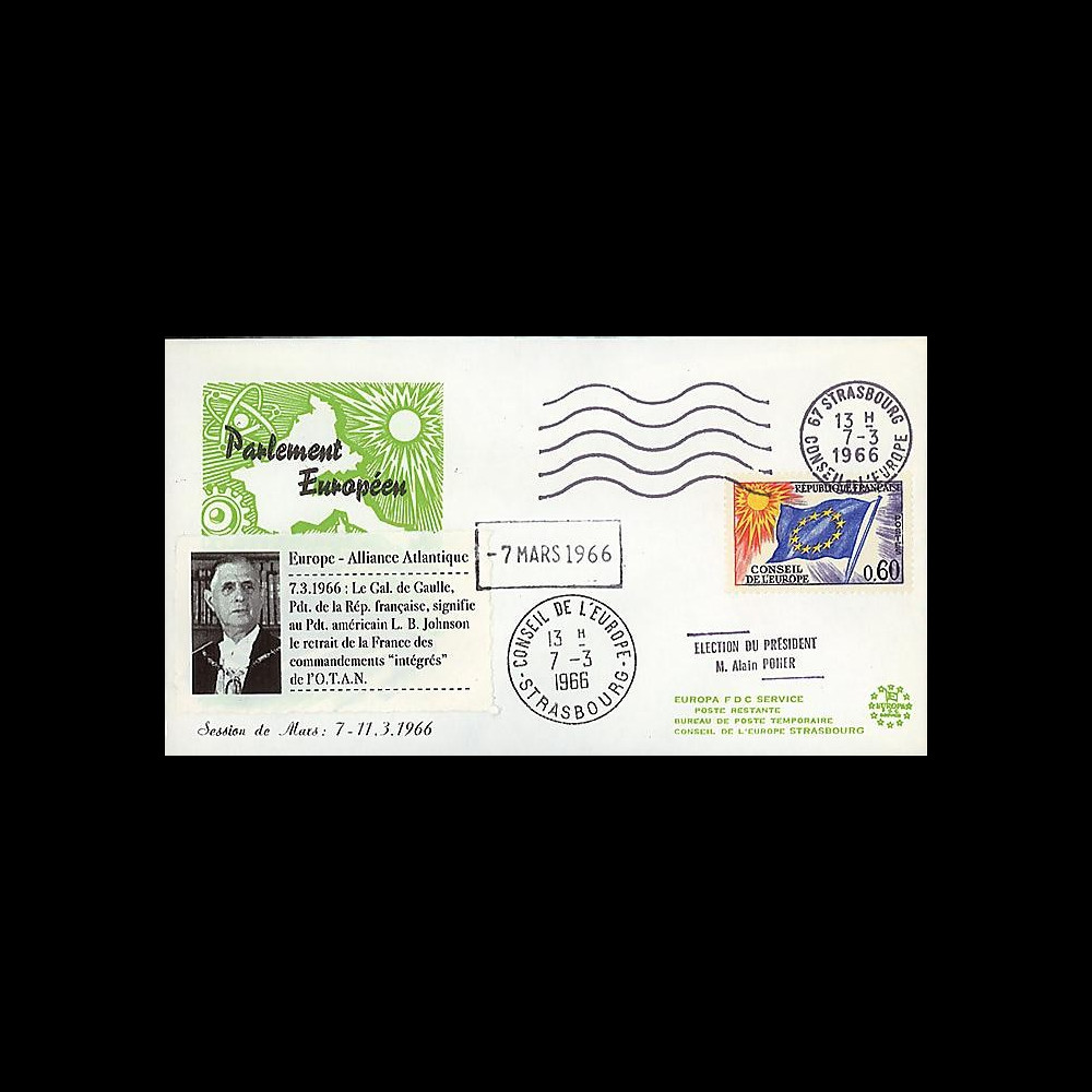 AP55-T2 : 1966 - FDC PE 'la France se retire de l'OTAN & élection Pdt Poher'