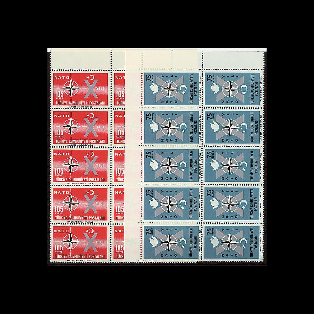 OTAN16B10 : 1962 - Bloc 10 val. Turquie '10 ans admission de la Turquie dans l'OTAN'
